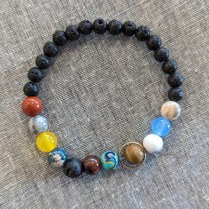 7 Chakra Bracelet Natural Stone Bead Bracelet Unisex Lava Yoga Energy Galaxy 7.5